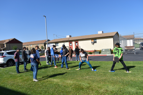 Students participate in team building