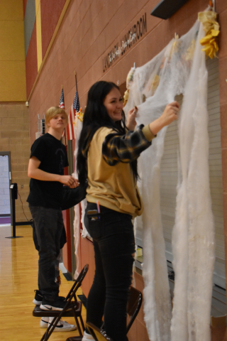 students get the gym ready for the dance