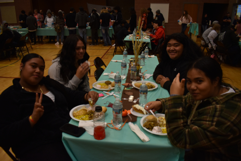 Students enjoy a feast