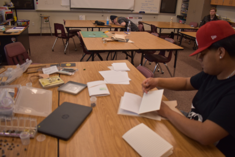 Students prepare to make journals